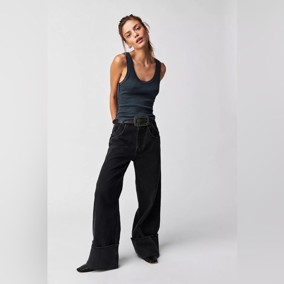 We The Free Denim - We The Free Black Wide Leg Flare Jeans